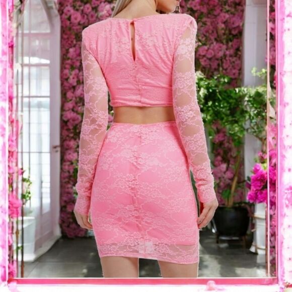 BLANC Sexy Pink Lace Dress - Picture 3 of 3